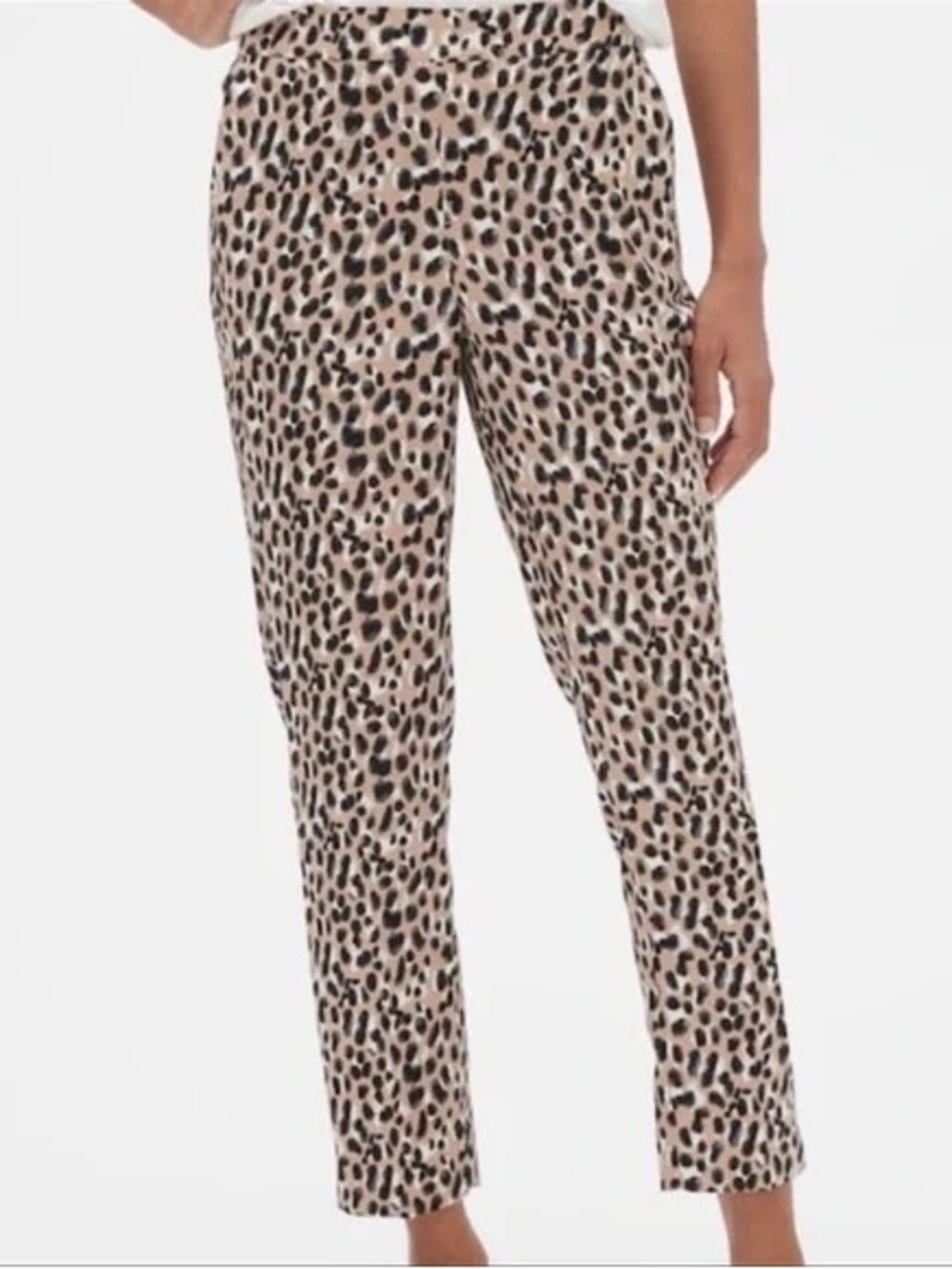 Banana Republic Beige and Black Leopard Cropped Hayden Pants